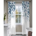 thumbnail image 4 of Blue Leaves Sheer Curtains 84 Inch Length 2 Panels Set for Living Room/Bedroom, Summer Botanical Kitchen Curtains with Grommet Semi-Sheer Curtains Drapes Voile Window Treatments 42"x84"x2, 4 of 7