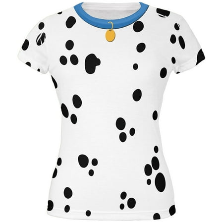 Dog Dalmatian Costume Blue Collar All Over Juniors T-Shirt