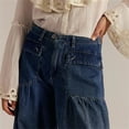 thumbnail image 6 of QURATI Women Baggy Cargo Jeans Mid Waist Wide Leg Parachute Denim Pants Sweatpants Pockets Womens Bottoms Dark Blue M, 6 of 9