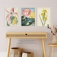 thumbnail image 2 of Pack of 3 Audubon Style Vintage Floral Yellow and Pink Flower Blooms Botanical Unframed Wall Art Living Room Prints Set, 2 of 5