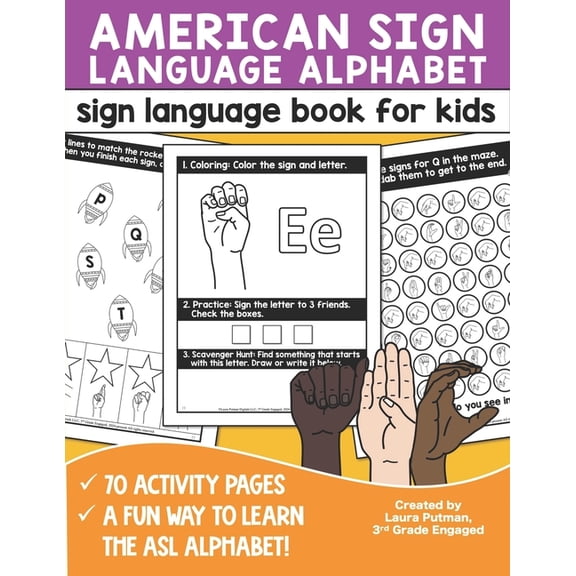 Sign Language Book for Kids: American Sign Language Alphabet, (Paperback)