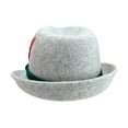 thumbnail image 5 of Bavarian German Alpine Wool Gray Hat with Feather & Edelweiss Hat | Oktoberfest Fedora Hat for Men & Women | L, 5 of 9
