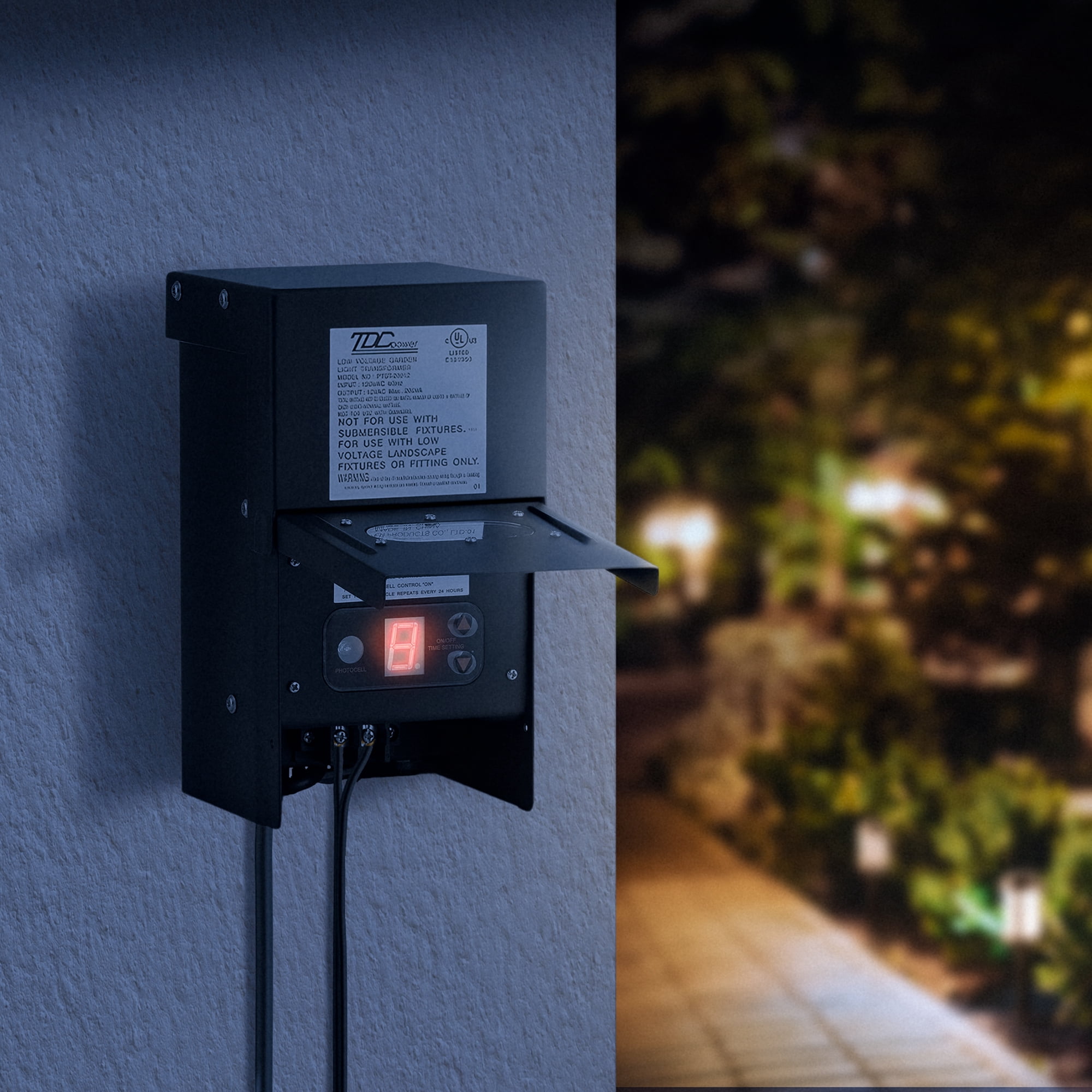 Fusion 300 Watts Low Voltage Stake Light Transformer with Timer, Black