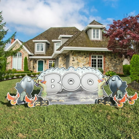 BOO! Oversized Halloween EZ Yard Card Decoration 9 pc Set