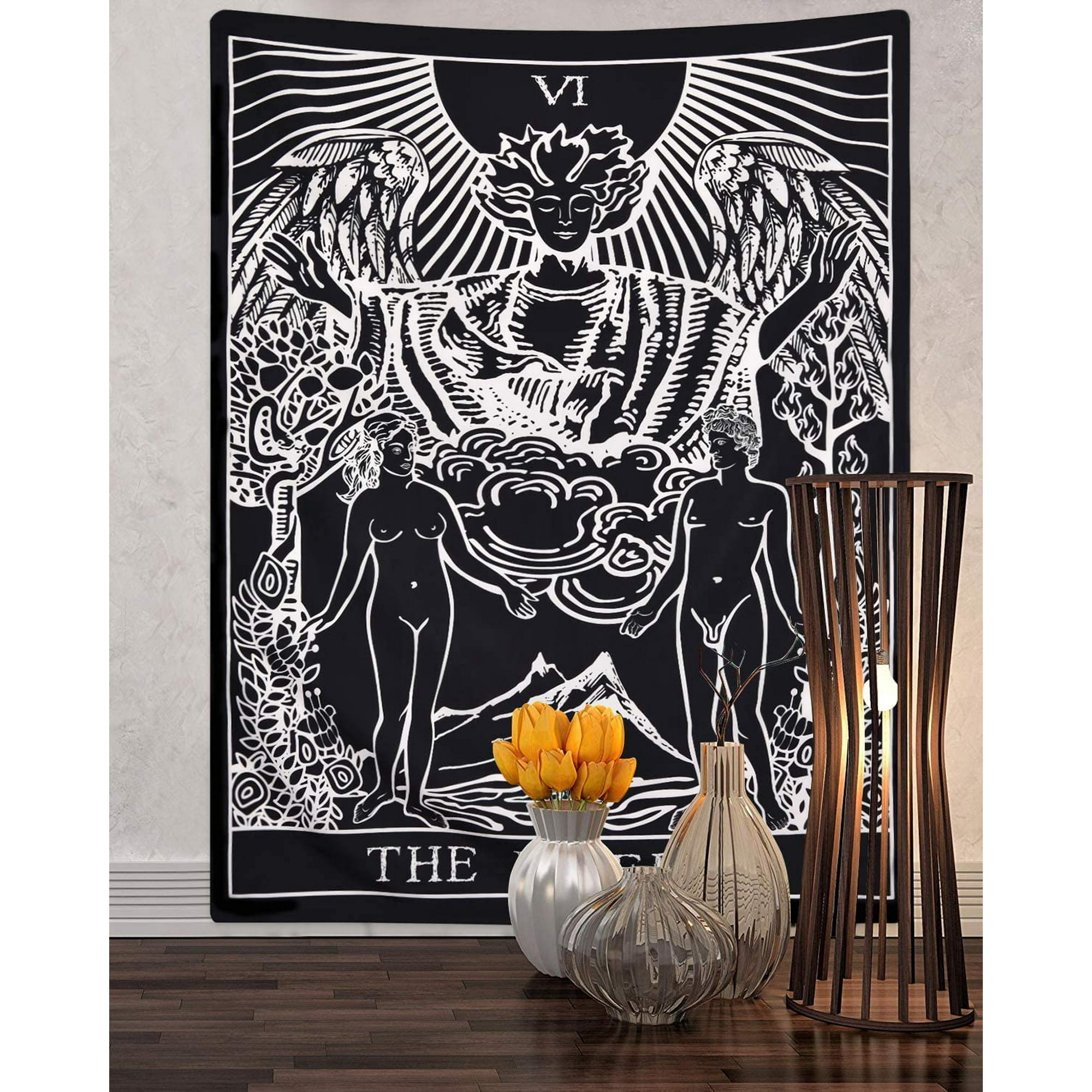 Tarot Cards Tapestry The Lovers Tapestry Lovers Stand Under The Tree Tapestry Black Tapestry Med eval Europe D v nat on Tapestry for Room Walmart