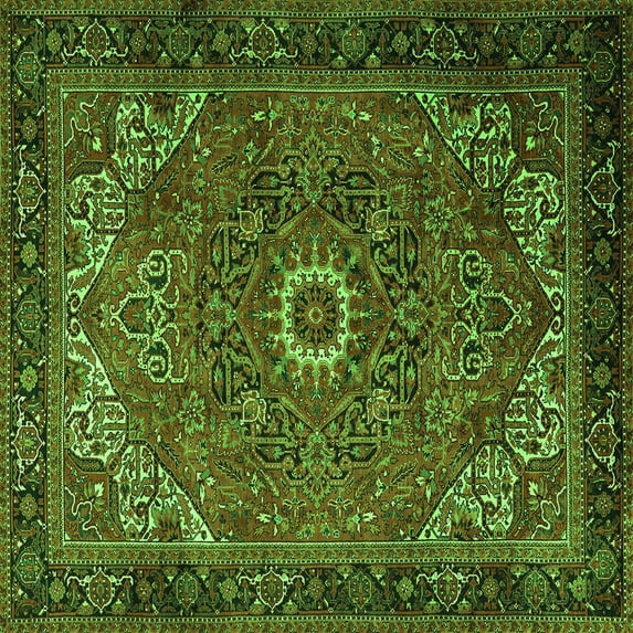 Ahgly Company Indoor Square Persian Green Traditional Area Rugs, 7' Square