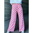 thumbnail image 5 of Cathery Women Wide-Leg Pants Checkerboard Elastic High Waist Loose Trousers Spring Summer Casual Sweatpants Bottoms, 5 of 7