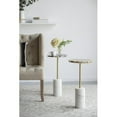 thumbnail image 3 of A&B Home Agate and Brass Side Table with Cylindrical Marble Base - Matte Brass, White Marble, Black Agate, 3 of 5