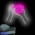 thumbnail image 2 of Handmadetneonsign Hands Holding Camera Neon Sign, Camera Led Sign, Photographer Led Light 94376, 2 of 5