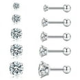 thumbnail image 3 of Cterwk 10 Pairs Stud Earrings for Women Men Hypoallergenic Flat Back Cubic Zirconia Cartilage Earring Piercing Earrings Set, 3 of 7