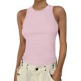 thumbnail image 2 of JULMCOMO Ribbed Knit Tank Tops for Women Crew Neck Casual Comfy Summer Tank Tops Sleeveless Stretchy Solid Slim Fit Shirts Pink S, 2 of 5