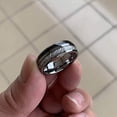 thumbnail image 7 of Wedding Ring Men Women 8mm Silver Tungsten Band Black Carbon & Meteorite, 7 of 7