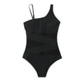 thumbnail image 5 of KaLI_store Womens Swimsuits Women's Elegant Crossover One Piece Swimdress Floral Skirted Swimsuit Black,S, 5 of 5