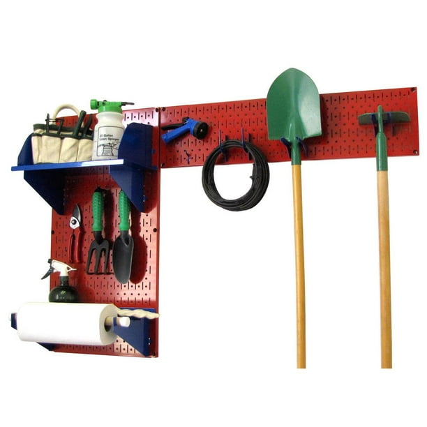 Wall Control Pegboard Garden Tool Board Organizer with Red Pegboard and