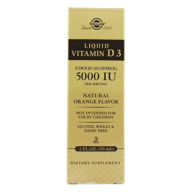 Solgar Liquid Vitamin D3 Natural Orange Flavor 5000 IU, 2 oz2 Pack