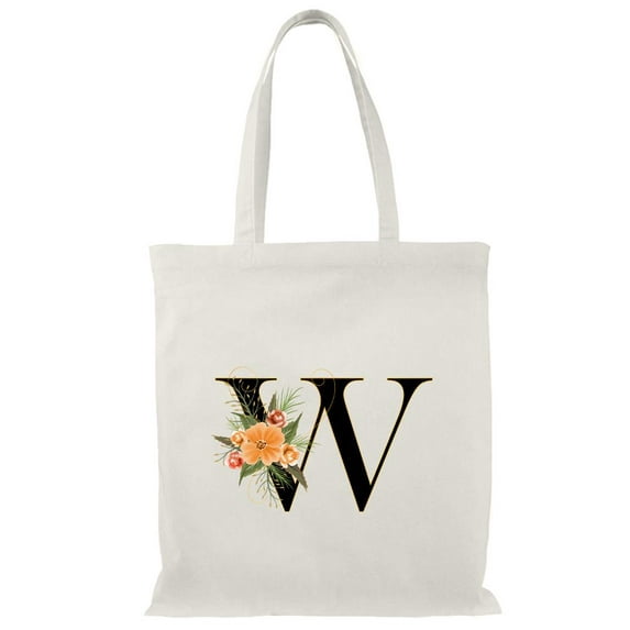 Smartprints Letter W Flower Bouquet Tote Bag - Image by Shutterstock, One Size Cotton Canvas Tote Bag