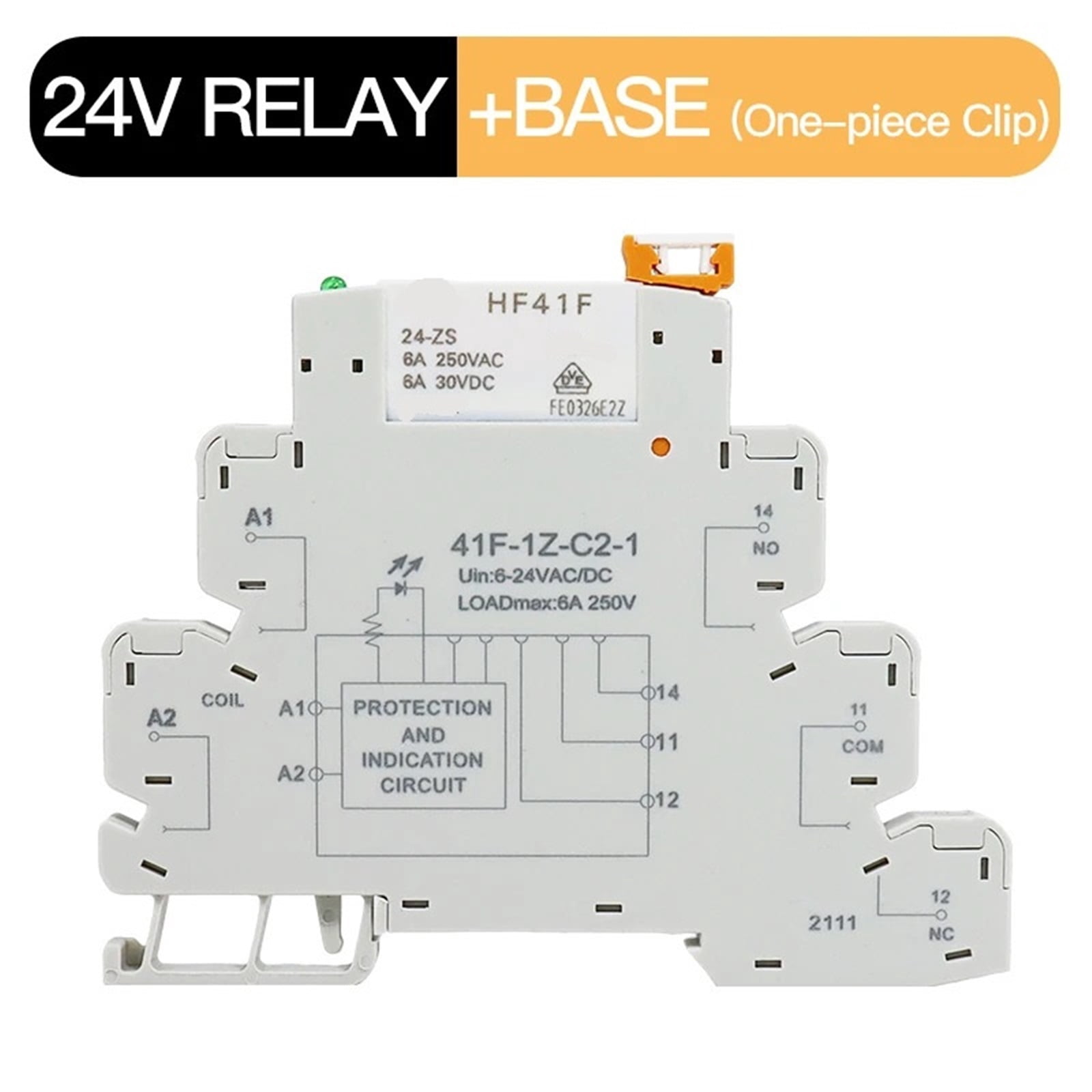 EJYWPSWD Ultra Thin Relay Module DIN Rail Mounting HF41F 12-ZS 24-ZS Ultra Slim Ultra-thin Electromagnetic Relay DC 12V 24V 6A with LED