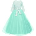 thumbnail image 5 of Robe Longue en Dentelle Florale Vintage pour Filles Manches 3/4 Robe de Soirée de Mariage Robe de Danse Formelle, 5 of 5