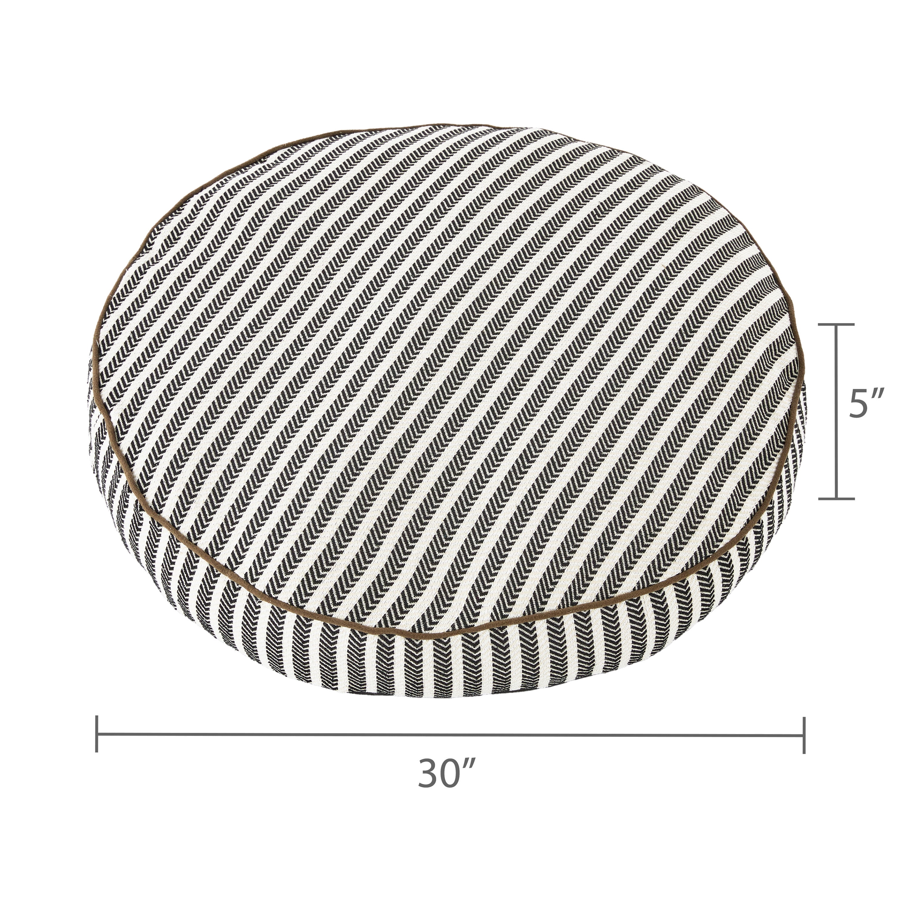 Vibrant Life Medium Round Striped Dog Bed, Black and White, 30" x 30"