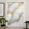 thumbnail image 4 of Marble Grey Semi Sheer Curtains Drapes for Living Room, Bedroom, French Doors Window 108 Inches Long, Gold Texture Modern Crack Scenery Rod Pocket Chiffon Curtain Drapery Voile Draperies Panel, 4 of 6