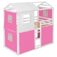 thumbnail image 4 of Newest Twin House Bed with Tent, Treehouse Style Solid Wood Frame with Guardrails, Pink, 4 of 13