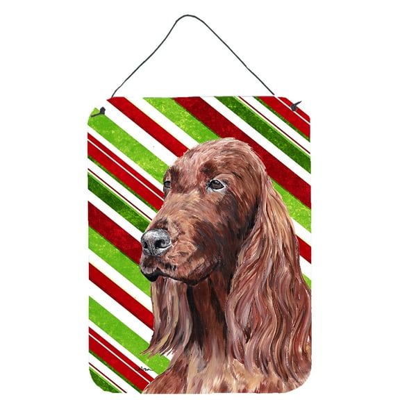 Irish Setter Candy Cane Christmas Wall or Door Hanging Prints