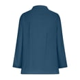 thumbnail image 7 of cfhntfmh Women 2 Piece Linen Sets Lounge Sets Long Sleeve Button down Matching Outfits with Knee Length Shorts, 7 of 7