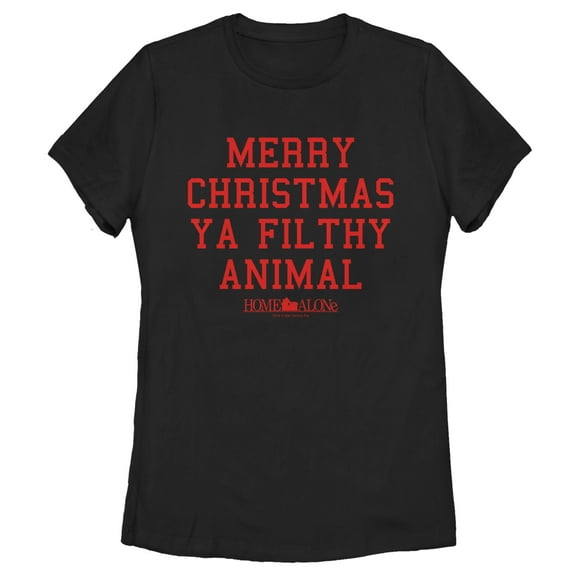 Women's Home Alone Merry Christmas Ya Filthy Animal Graphic Tee Black X Large
