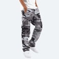 thumbnail image 2 of Awwp Mens Pants Casual Camouflage Print Cargo Pants Elastic Waist Tapered Pants for Men Grey XXXL, 2 of 7