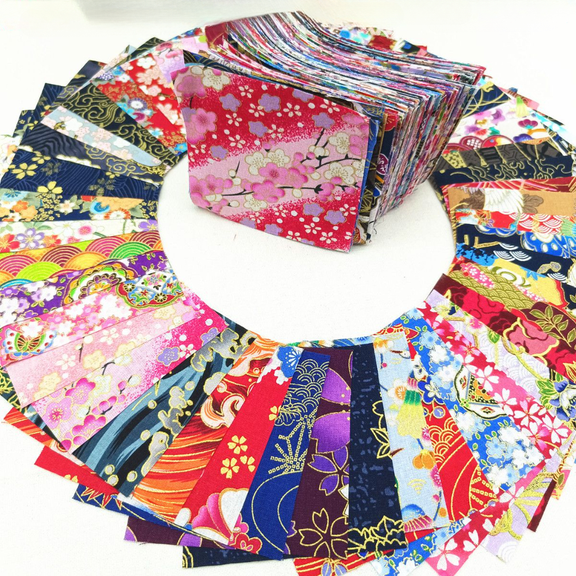 100 Pcs 4'' x 4'' Cotton Craft Fabric Squares, 100% Twill Cotton, DIY Sewing Quilting Scrapbooking Bundle, for Quilting Patchwork Cushions
