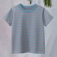thumbnail image 2 of EnJoCho Toddler Boys Girls Striped Tee Basic Crewneck 𝖡lock Color Short Sleeve Athletic Tops Cotton Baby Casual Comfortable Preschool Daycare Outfit, 2 of 9