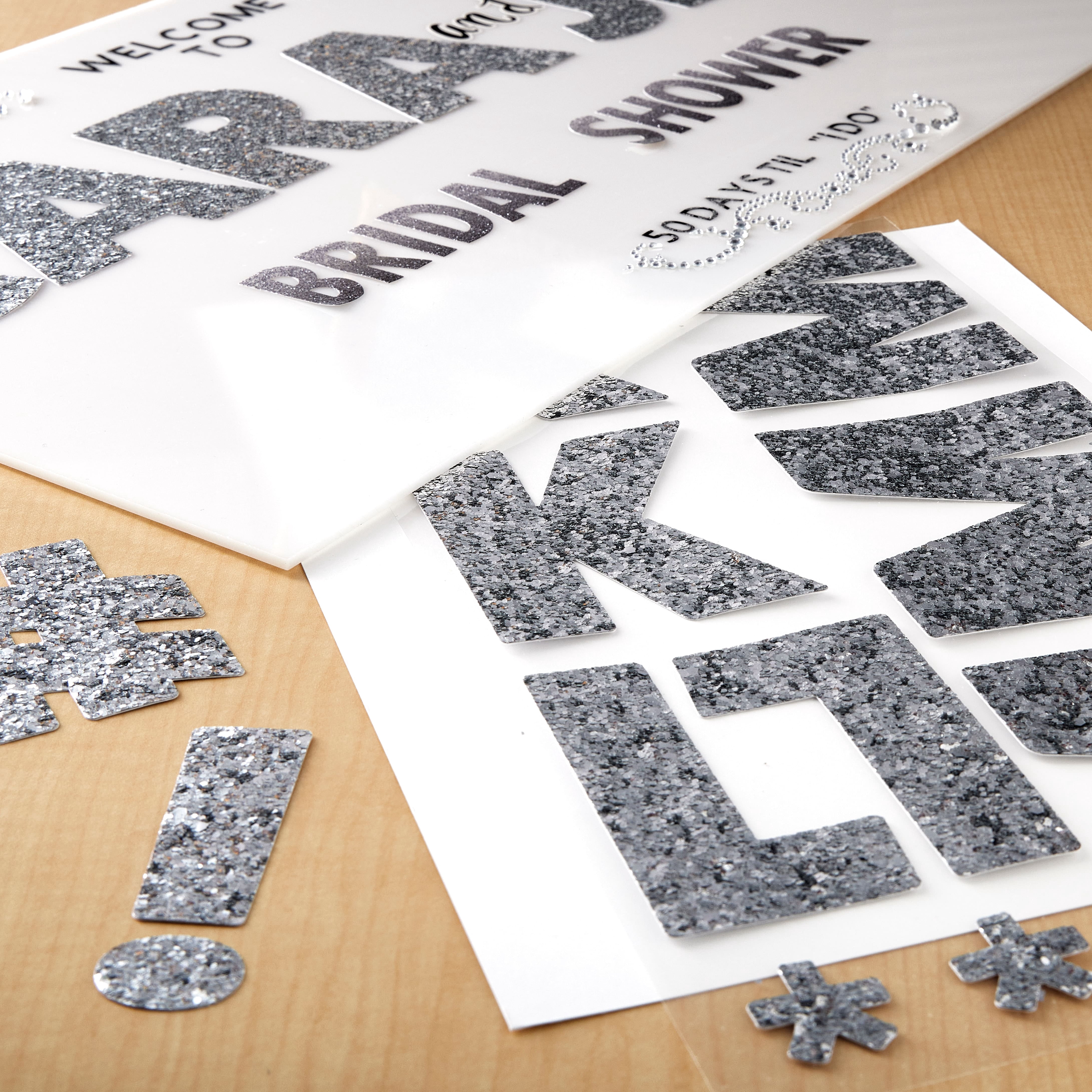 Recollections Silver Chunky Glitter Alphabet Stickers, 12 Pack