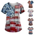 thumbnail image 4 of Xfvqtps Independence Day Scrub Tops for Women Comfortable Lightweight Medical Nursing Uniform Ladies Casual V-Neck Short Sleeve Working Uniform with Pockets Burgundy, 4 of 4