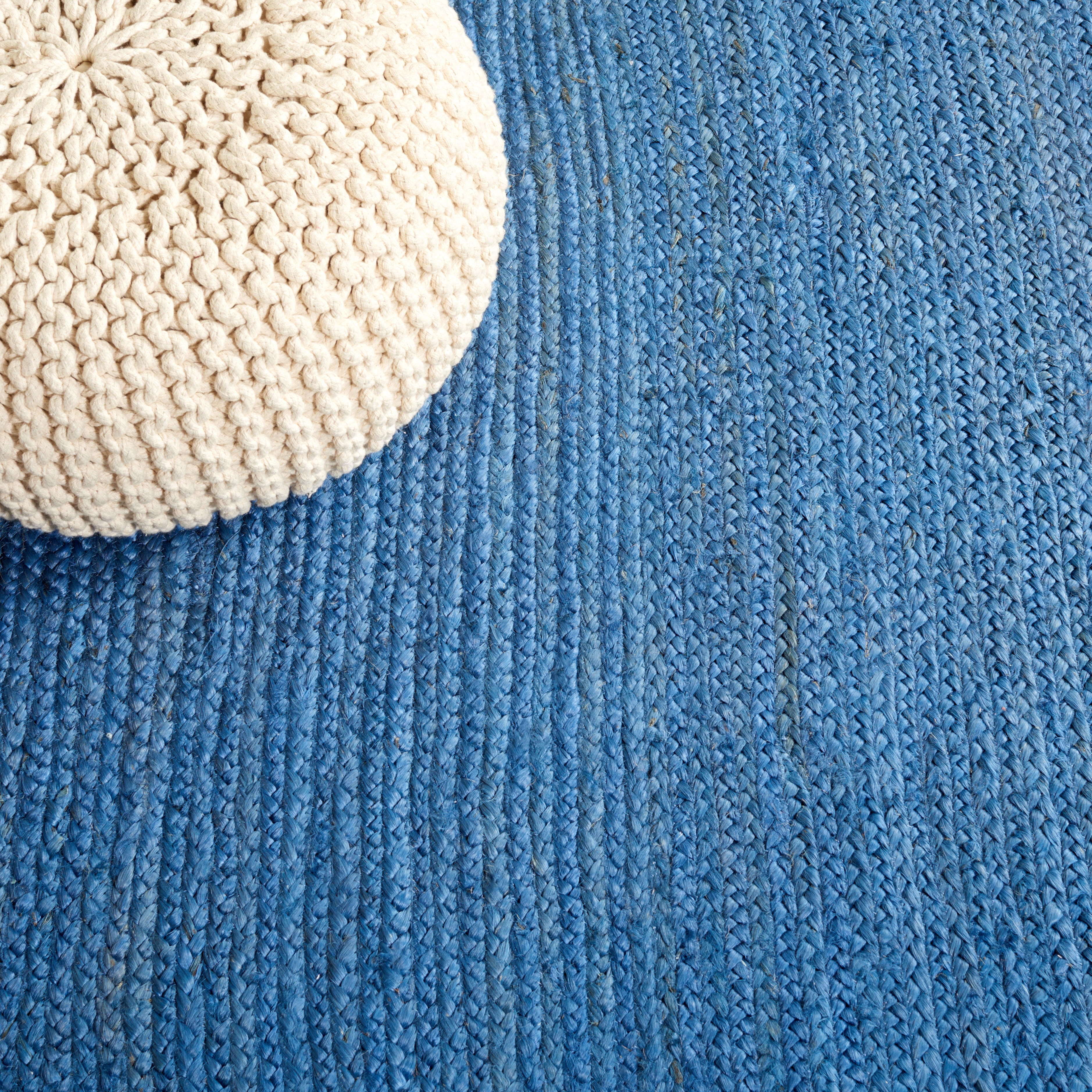 SAFAVIEH Natural Fiber Cebrail Geometric Area Rug, Royal Blue/Natural, 12' x 12' Round