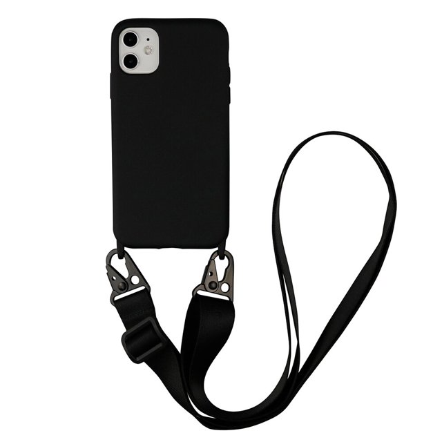 Funda de teléfono móvil con cadena y collar cruzado para iPhone 14 13 12 11 pro XS MAX XR 7 8 Plus SE, correa de silicona con cordón para el cuello Deng Xun unisex