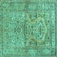 thumbnail image 1 of Ahgly Company Machine Washable Indoor Square Persian Turquoise Blue Traditional Area Rugs, 4' Square, 1 of 4
