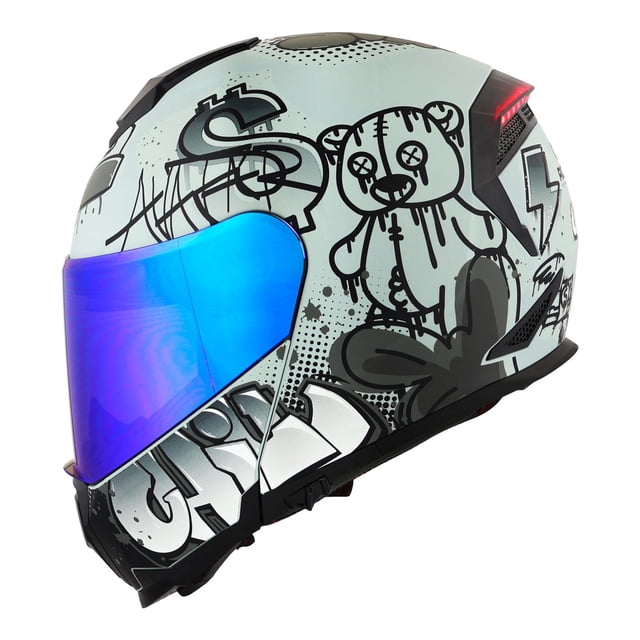 Casco Roda Revenge Pro Led Gris Mate Chill Abatible Mica Azul Svs gris XXL