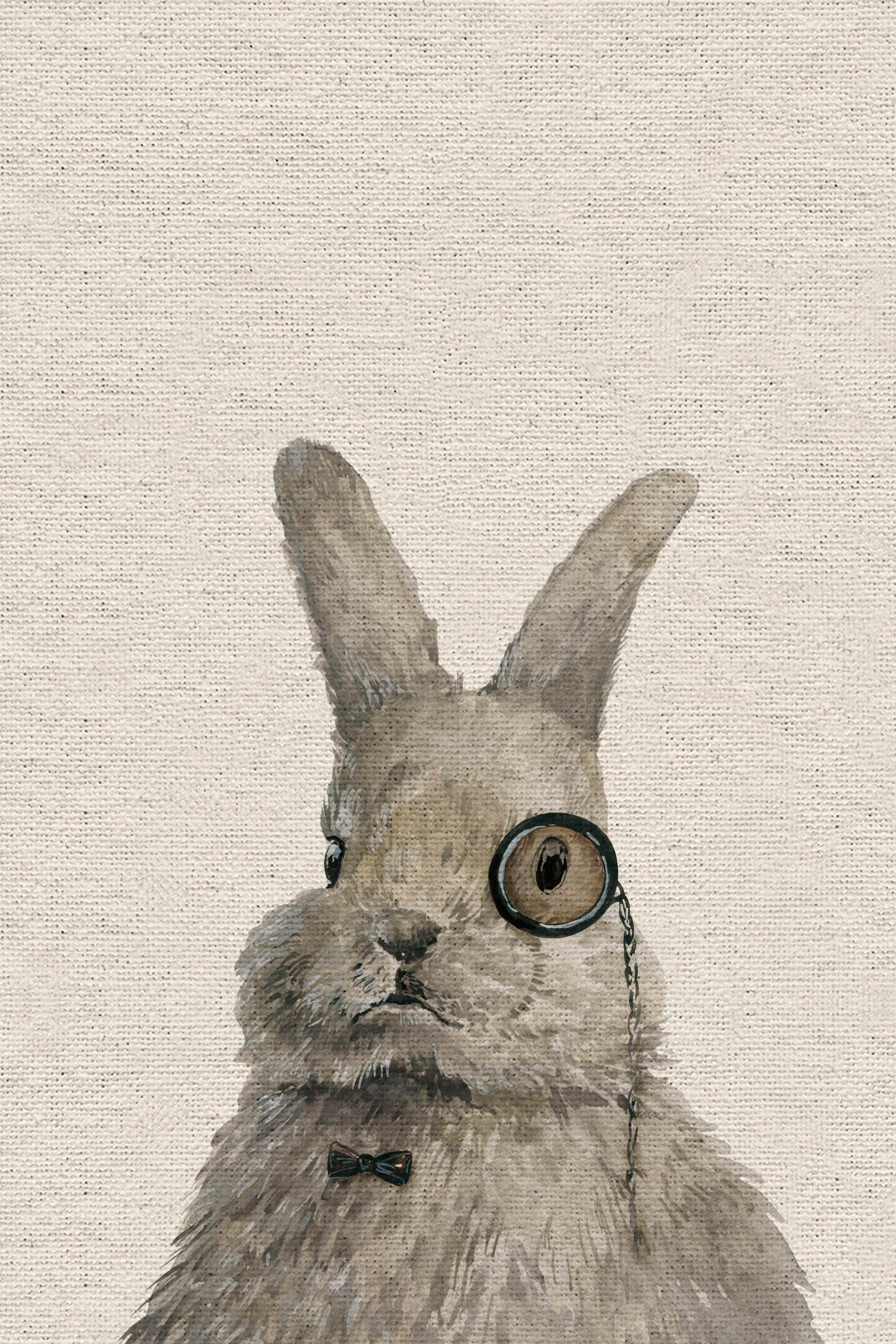 Bunny the Librarian Painting Print on Wrapped Canvas