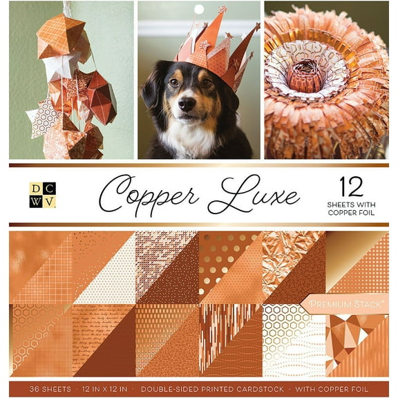 DCWV Double-Sided Cardstock Stack 12"X12" 36/Pkg-Copper Luxe W/Copper Foil