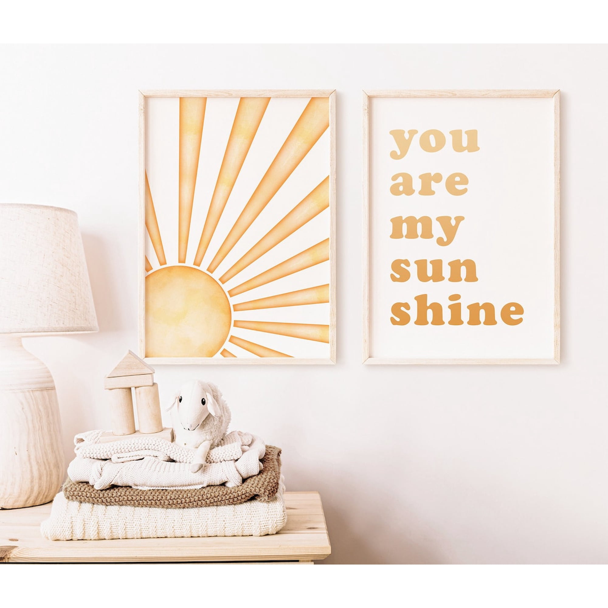 Nursery Wall Art Prints, You Are My Sunshine, Nursery Decor, Boho Nursery Print, Boy Nursery Art, Girl Baby Shower Gift Idea, Set 2, Poster Only