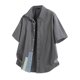 thumbnail image 2 of Blusa y camisa de manga corta con cuello vuelto para hombre, informal, de verano, de manga corta, de color liso, fina, con botones, de poliéster, 2 of 4