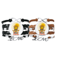 thumbnail image 1 of Ancient Egypt Latin Soul Statue Pattern Bracelet Hand Strap Leather Rope Wristband Double Set, 1 of 3