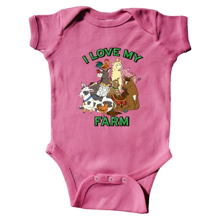 

Inktastic I Love My Farm with Happy Farm Animals Gift Baby Boy or Baby Girl Bodysuit