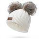 thumbnail image 1 of Gorro de lana para niño pequeño, gorro de punto con doble pompón y giro invernal, color rosa, 1 of 1