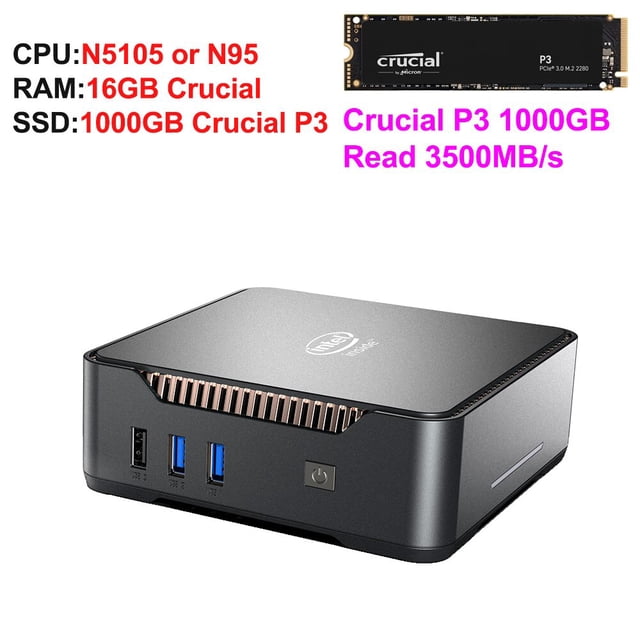 GK3V Mini PC Intel Alder Lake N95 Celeron N5105 8GB/16GB 1TB NVMe Windows 11 Pro Gaming Computer, 4K 60Hz HDMI VGA Win 11 Minipc Tan Jianjun unisex