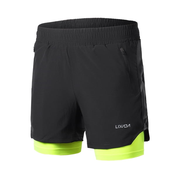 Shorts Deportivos Pantalones cortos para correr Lixada 2 en 1 para hombre, pantalones cortos de cicl Lixada Shorts Deportivos