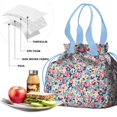 thumbnail image 4 of Pioneer Flower Drawstring Lunch Bag Women - Drawstring Lunch Bag Insulated for Work Office - Stain-Resistant Large Lunchbags for Women with Multi-Pockets, 4 of 6