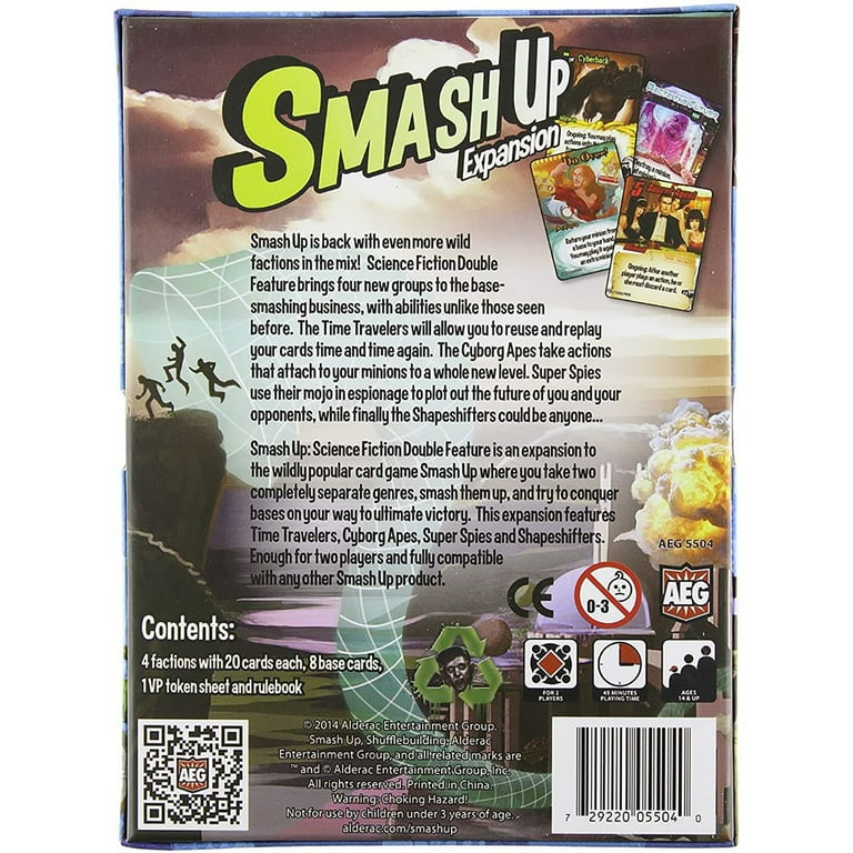 AEG Smash Up: Science Fiction Double Feature Expansion, Board Game, Card Game, Time Travelers, Shapeshifters, Spies, Cyborg Apes, 2 to 4 Players, 30 to 45 Minute Play Time, for Ages 10 and Up AEG Smash Up: Science Fiction Double Feature Expansion, Board Game, Card Game, Time Travelers, Shapeshifters, Spies, Cyborg Apes, 2 to 4 Players, 30 to 45 Minute Play Time, for Ages 10 and Up