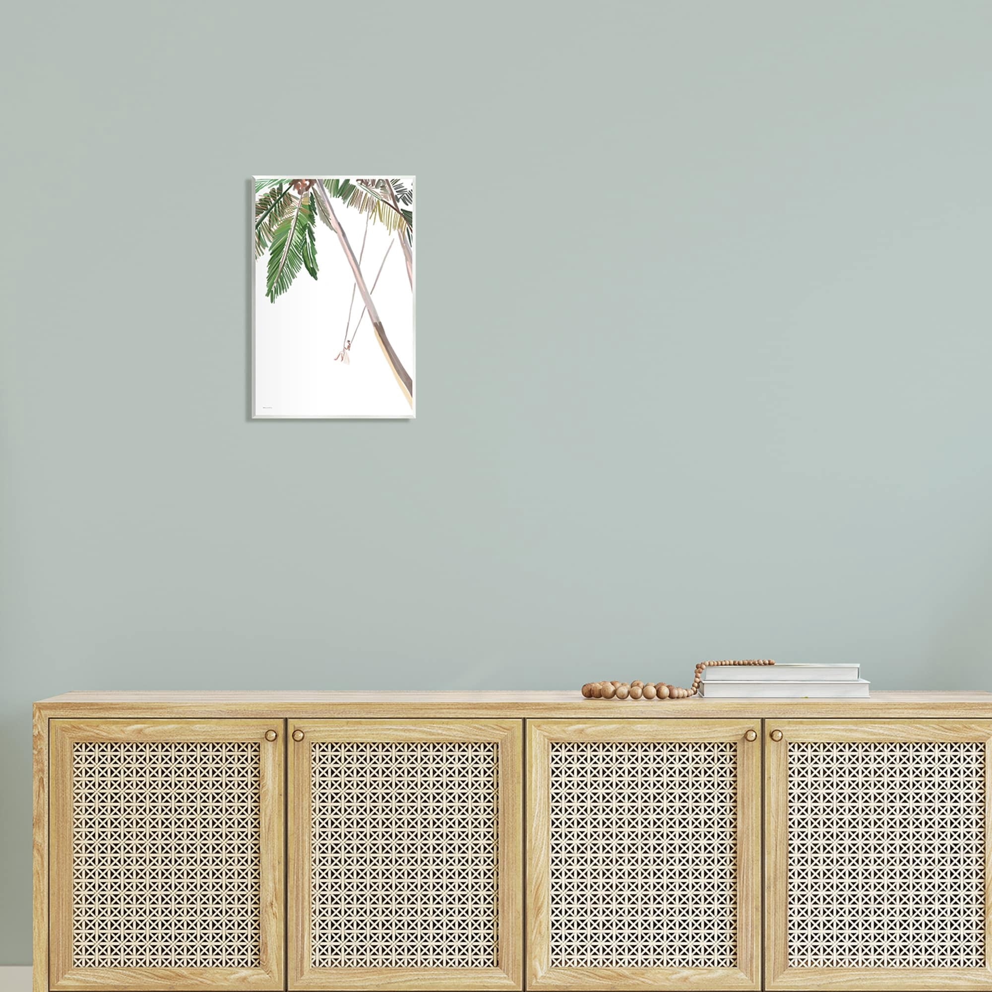 Stupell Industries Girl Swinging Tropical Palm Trees Casual Design Graphic Art Unframed Art Print Wall Art, Design by Amelia Noyes