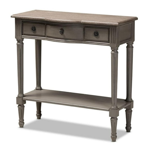 Bowery Hill Contemporary Wood 3-Drawer Console Table in Gray
